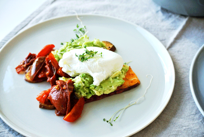 foodblog, fit essen, TCM Rezepte, besser essen, glutenfrei, Süßkartoffel, Avocado, Kresse, Ei