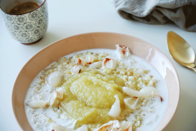 Amaranth-Safran-Milchreis und 5 einfache Tipps für mehr Wohlbefinden foodblog, fit essen, TCM Rezepte, besser essen, glutenfrei, Amaranth, Safran, Reis, Milchreis, Kompott